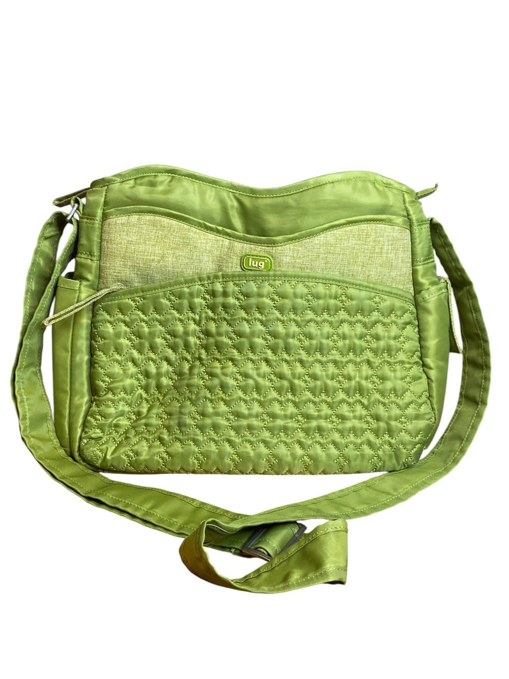 Lug Crossbody Quilted Green Shimmy Organizer Bag Excellent Condition